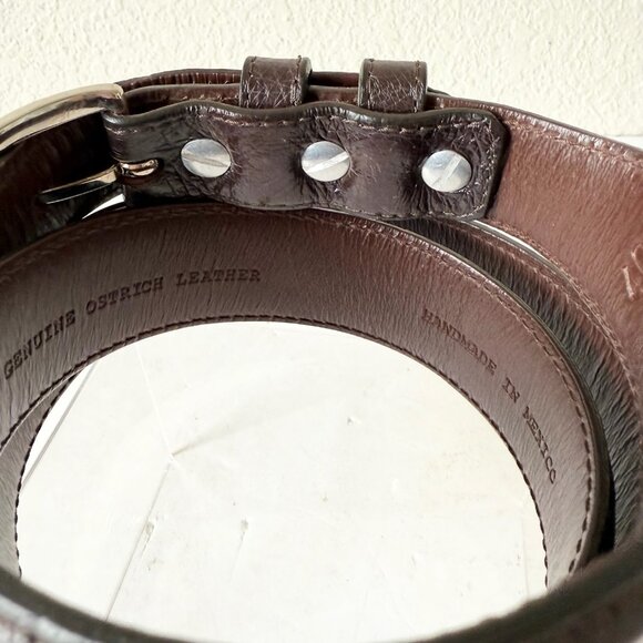NEW Rod Patrick Mens Western Belt Dark Brown Smooth Ostrich Leather Size 46 - Picture 5 of 13